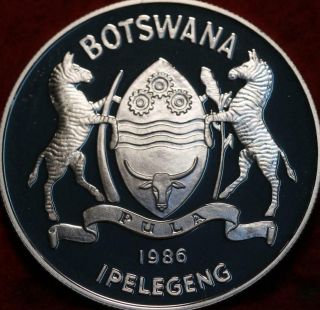 Uncirculated 1986 Botswana 2 Pula Slaty Egret Silver Foreign Coin