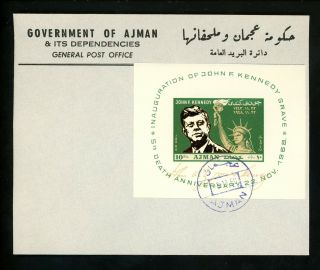 Postal History Ajman,  Michel 326 Block 65 Jfk John F.  Kennedy President 1968