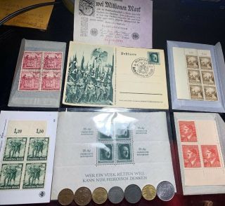 Ww2 German 1940 - 1945 Nazi Reich Germany Empire Bu Coin S.  S Stamp Sheet Mnhog