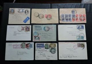 Big Lot X19 India Air Mail Covers Early Stamps,  Gandhi,  To Us & Europe L@@k