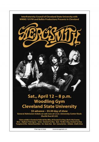 Aerosmith 1975 Cleveland Concert Poster