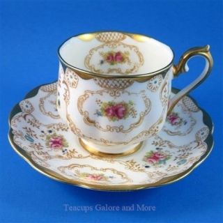 Royal Albert Hand Painted Ornate Design With Roses Tea Cup And Saucer Set