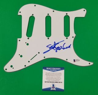 Thin Lizzy Scott Gorham Signed Fender Stratocaster Guitar Pickguard With Bas