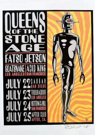 Queens Of The Stone Age Concert Poster Alan Forbes Signed Socal 1998