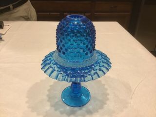 Vintage Fenton Blue Hobnail Pedestal 3 Piece Pedestal Fairy Lamp/light