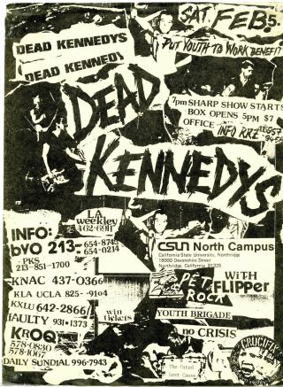Dead Kennedys Youth Brigade Flipper 1983 Concert Handbill / Flyer