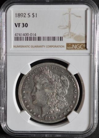 1892 S Silver Morgan $1 Ngc Graded Vf 30