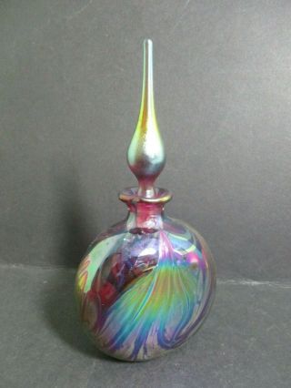 Okra Lamorna Iridescent Scent Bottle - Signed To Base - P.  C.  Brown - 1993 Bb2