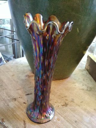 Northwood Tree Trunk Antique Carnival Glass Vase 10 1/4 " Tall.