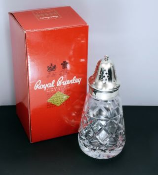 Royal Brierley Crystal Glass Sugar Sifter With Silver Plated Top -