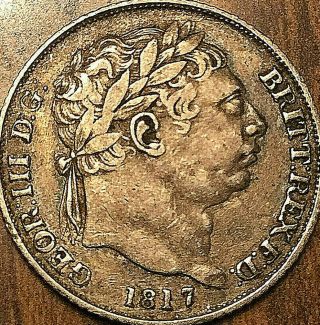 1817 Uk Great Britain Geo Iii Silver Sixpence Coin