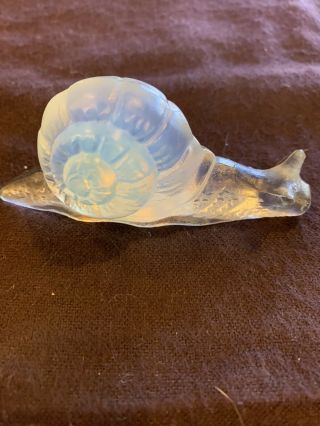 Vintage Signed Sabino France Opalescent Art Glass Snail