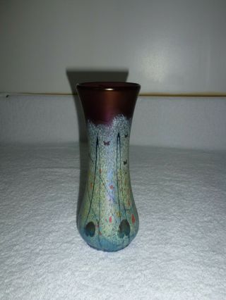 Okra Iridescent Glass Vase - Limited Edition No.  47/50 By Richard P.  Golding