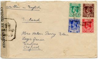 Burma 1945 Cover To Gb W/four Diff " Mily Admn " Stamps,  Calcutta Cds,  India Censor