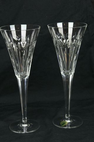 2 Waterford Crystal Fluted Champagne Glasses Millennium Series Love W/sticker