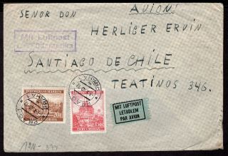Bohemia And Moravia To Chile Censored Air Mail Cover 1940 Lati Praha Santiago 2