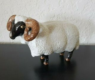 Vintage Mz Ireland Art Pottery Ram Sheep Porcelain Figurine Nicely Detailed