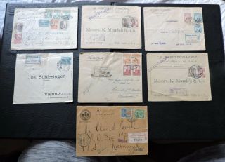 Lot X7 Mexico 1907 - 32 Registered Covers To Us & Europe Stamps Labels L@@k