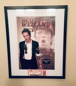 Scott Weiland Signed Poster Dec 1/15 Final Show Framed W/ticket And Guest Pass