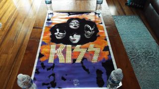Kiss Group Photo Faces With Make Up Blacklight Poster