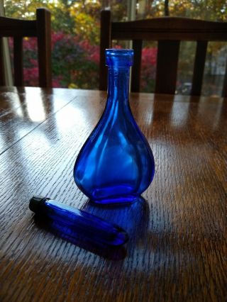 Two Vintage Cobalt Blue Perfume Bottles