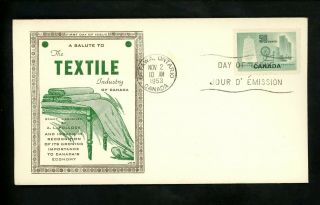 Postal History Canada Fdc 334 Jcr Textile Industry Spinning Wheel 1946 On