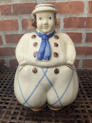Vintage Shawnee Usa Pottery Ceramic Dutch Boy Cookie Jar 12 " Blue Lines 1942