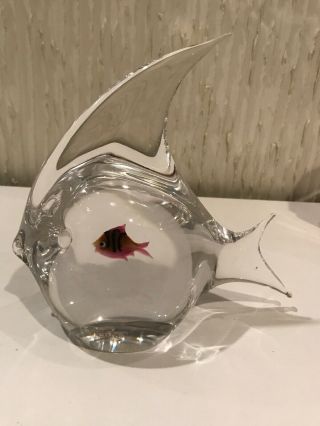 Vtg Oggetti Italy Murano Glass Fish Within Fish Sculpture Signed Elio Raffaeli