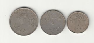 1346 Saudi Arabia Nejd And Hejaz 1/4,  1/2 And One Ghirish Coin Set