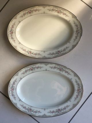 Set Of 2 Noritake Shenandoah Ivory Bone China 14 1/4 " Oval Platters For Holiday