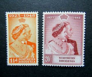 1948 Northern Rhodesia - Kgvi Royal Silver Wedding Stamps - Sg 48 & 49 - Mnh