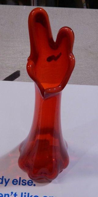 Vintage Art Glass Orange Red Swung Vase Red Crest 12 " Beauty