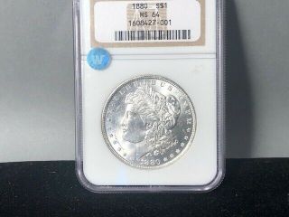 1880 - P Ngc Ms 64 Morgan Silver Dollar Sight White Certified Great Luster