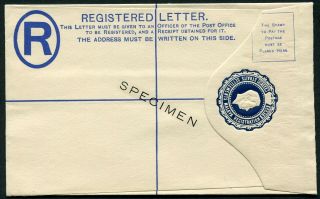 Straits Settlements 1937 15c Postal Stationery Registered Env Re.  9 Opt.  Specimen