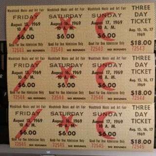 Woodstock Ticket 1969 Rarest Variation - - Last One