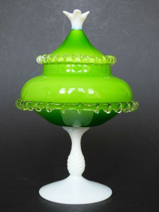 Empoli Lime Green Glass Apothecary Jar Rigaree Mid Century Modern Retro Italy