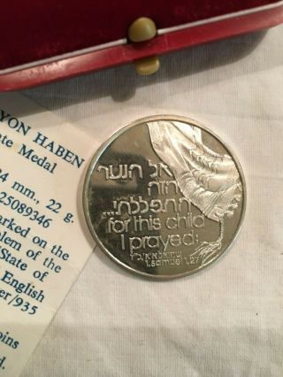 Israel Silver Proof Coin Medal For This Child I Prayed W Case &