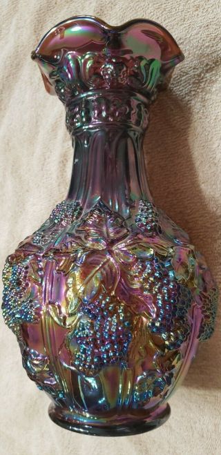 Imperial Glass Carnival 10 " Vase Loganberry Grape Purple Outstanding Color