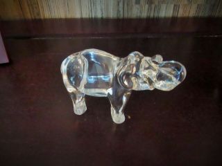 Baccarat France Clear Crystal Elephant Sculpture Figurine Lucky Trunk Up 5 "