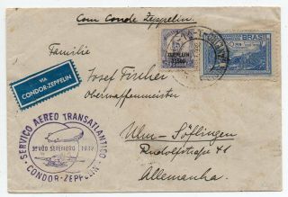 1932 Brazil To Germany Zeppelin Cover,  3rd Flight,  Violet Cancel,  Wow