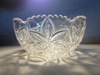 Antique ABP Brilliant Period Cut Glass Heavy Floral Bowl 2