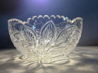 Antique ABP Brilliant Period Cut Glass Heavy Floral Bowl 3