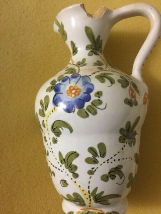 Cantagalli pottery,  vintage hand painted cruet set,  carrier. 3