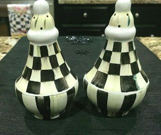 Mackenzie Childs Ceramic Courtly Check Salt And Pepper Shakers -