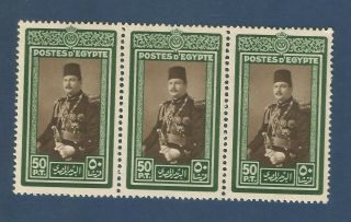 Egypt - Strip Of 3 Of King Farouk Marechal 50 Piasters - Mnh