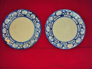 2 Dedham Pottery Arts And Crafts Rabbit Border Plates 8 3/8 " Dia.