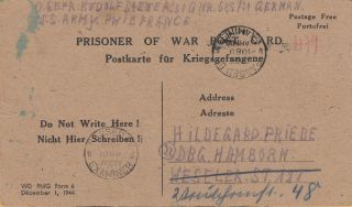 Wwii 18 April 1945 Postcard From A German Pow Held In France Late In The War