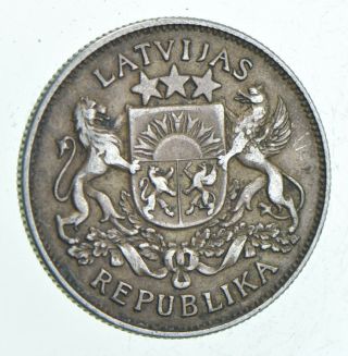 Silver - World Coin - 1925 Latvia 2 Lati - World Silver Coin 10.  4 Grams 207
