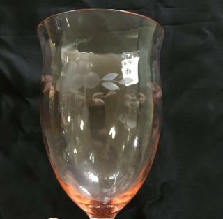 Vintage 6 Wine Water Goblets Glasses Watermelon Pink & Green 3