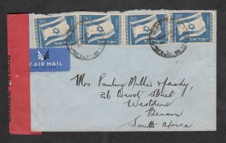 Israel 1949 Air Mail Cover To South Africa With Military Censor